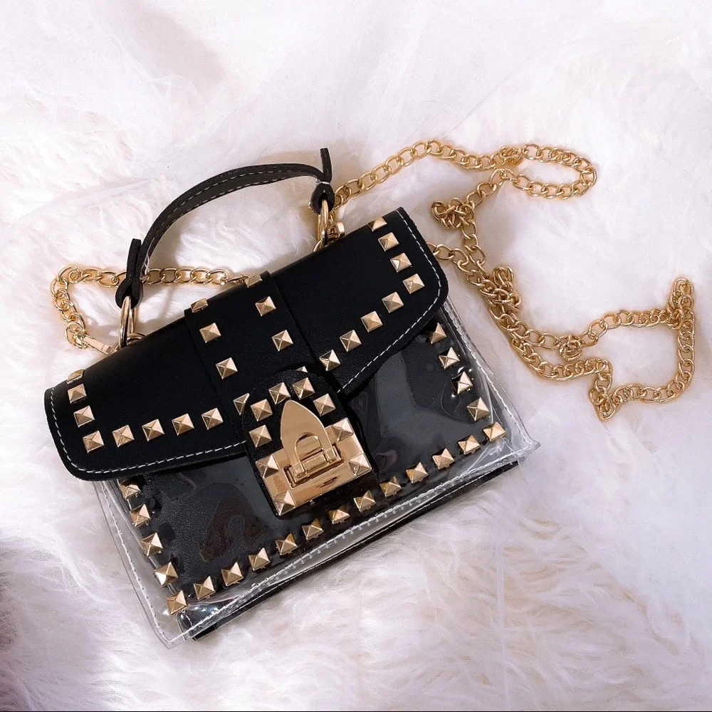RESTOCKED🔥BLACK Luxury Rivet Decoration Jelly Candy Handbags Crossbody - Picture 1 of 7